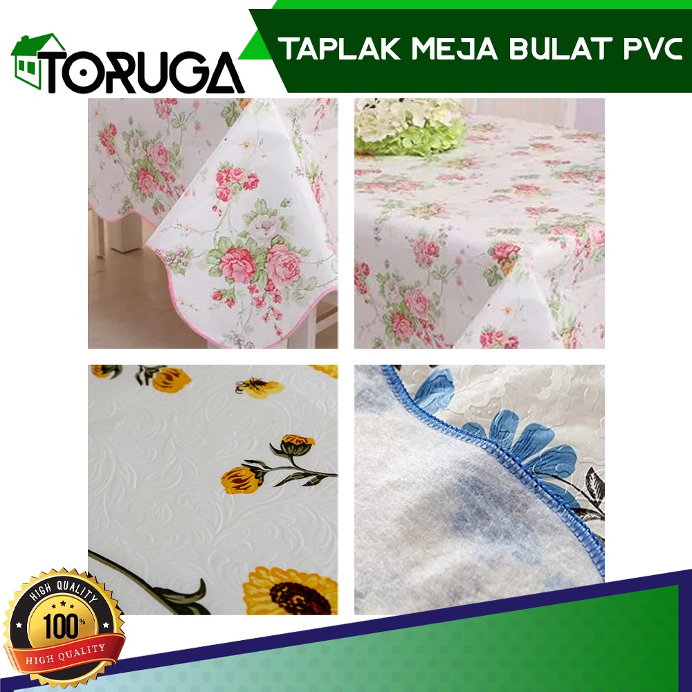 TAPLAK ALAS MEJA MAKAN TAMU BULAT ANTI AIR BAHAN PVC 150x150cm