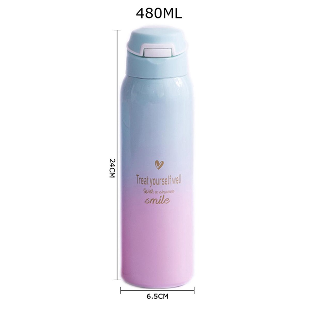 [Elegan] Termos Cangkir Warna Warni 480ml Gradient Color Stainless Steel Mug Insulated Water Bottle