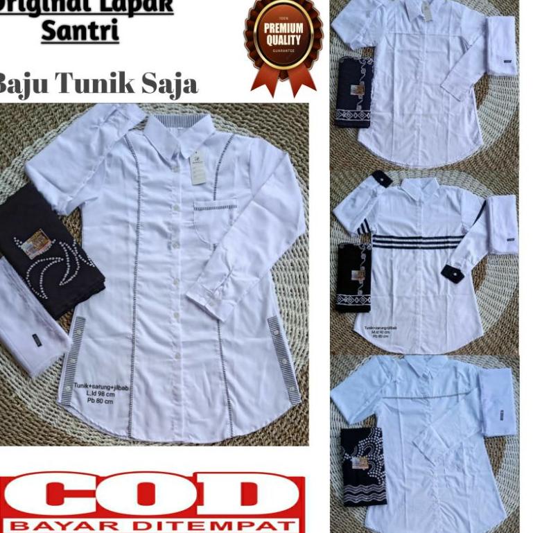 Baju Santri Putri | Tunik Santri Putri Toyobo Putih Polos | Tunik Santriwati | Atasan Santriwati| At