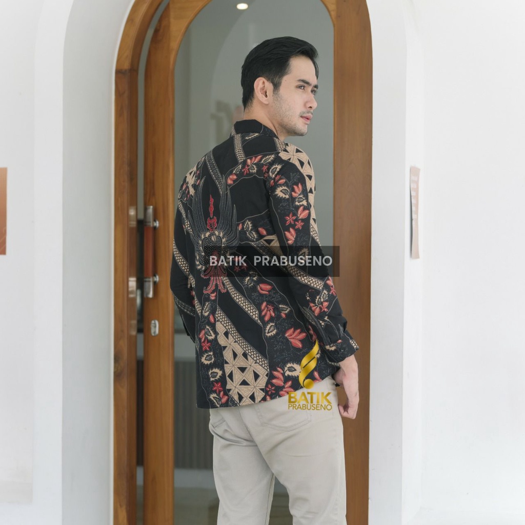 CENDANA Kemeja Batik Pria Lengan Panjang Slim Fit Slimfit  Full Furing Jumbo Modern Premium Hem Atasan Cowok Anak Muda Dewasa Mewah Bahan Katun Printing Tangan Halus Tebal Seragam Kerja Slimfit Kantor Terbaru 2022 Solo Jakarta COD XL