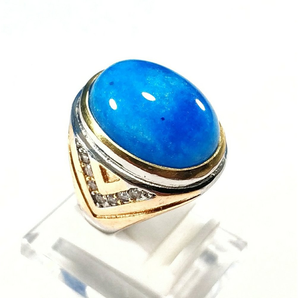 CINCIN BATU AKIK NATURAL BLUE AGATE CHALCEDONY