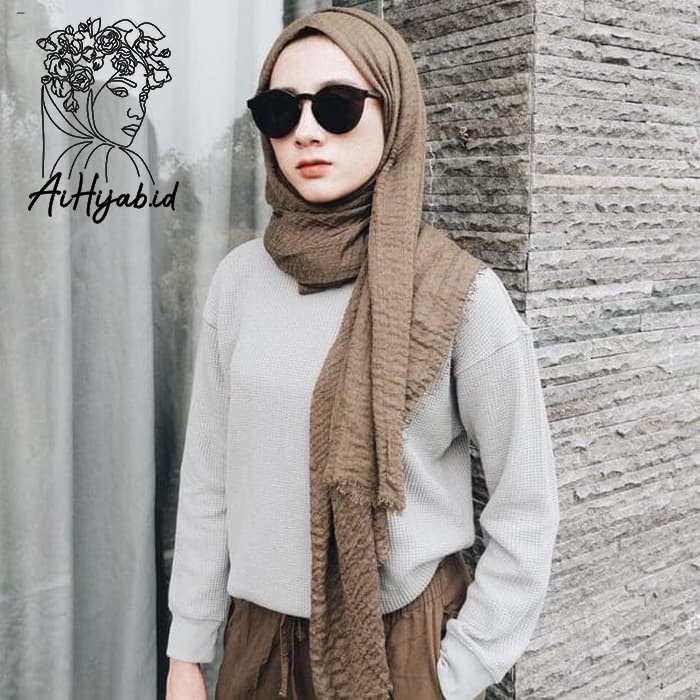 Hijab Pashmina Rawis Crinkle Arabic Kerudung Turki Shawl
