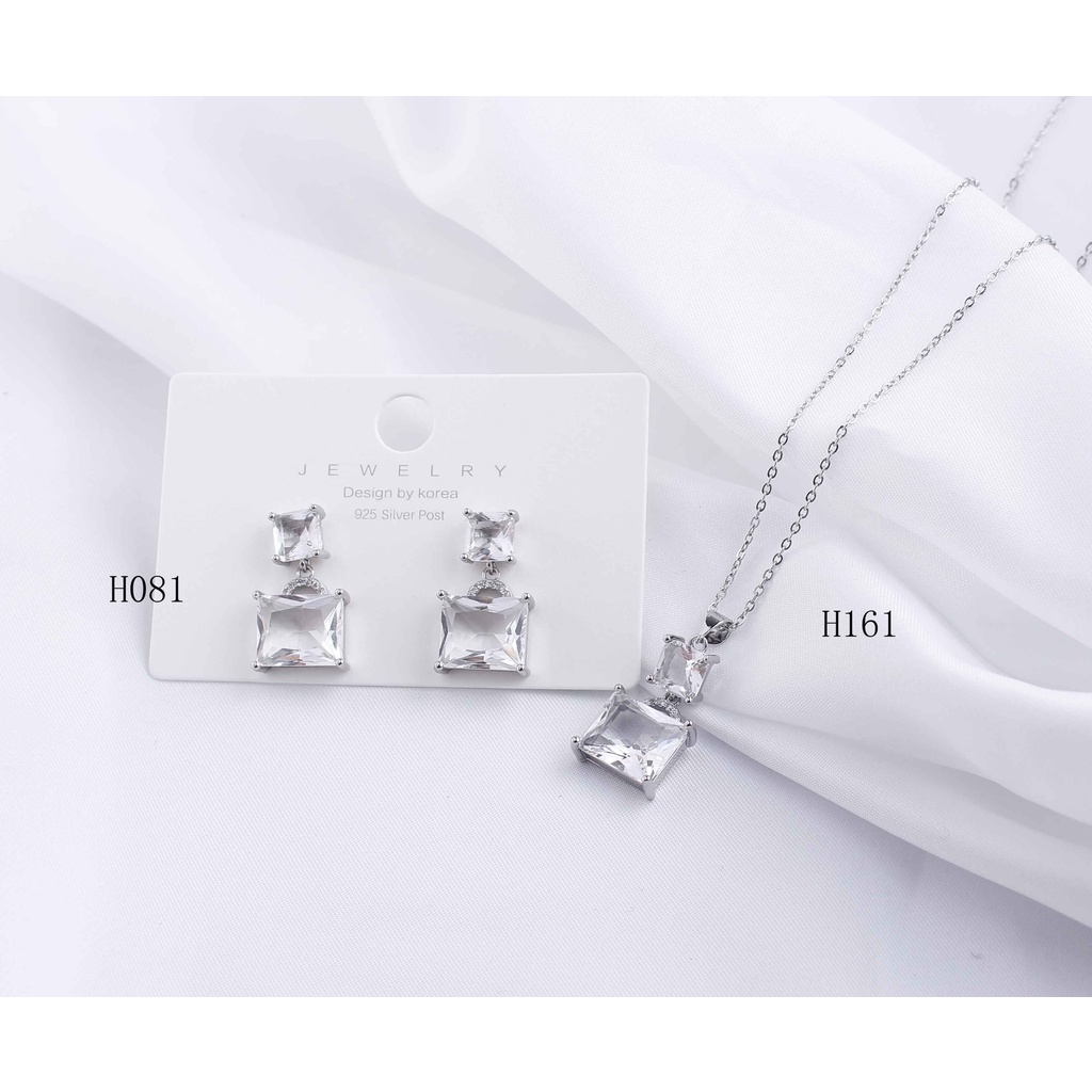 Set Titanium Perhiasan Kalung Dan Anting Permata H161,H081