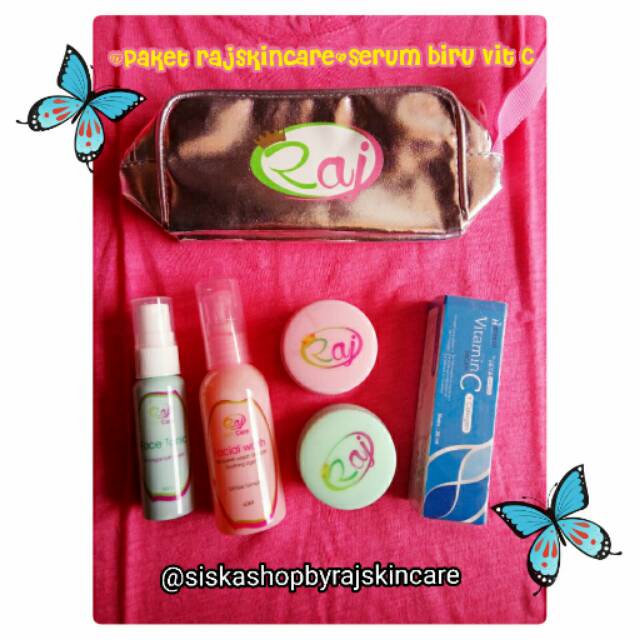 Raj skincare original + serum hanasui biru vit c