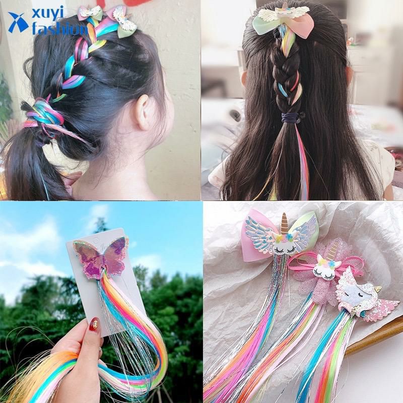 JEPIT RAMBUT JEPIT RAMBUT KEPANG SEQUINS &amp; UNICORN, JEPIT RAMBUT PALSU WARNA WARNI ANAK PEREMPUAN