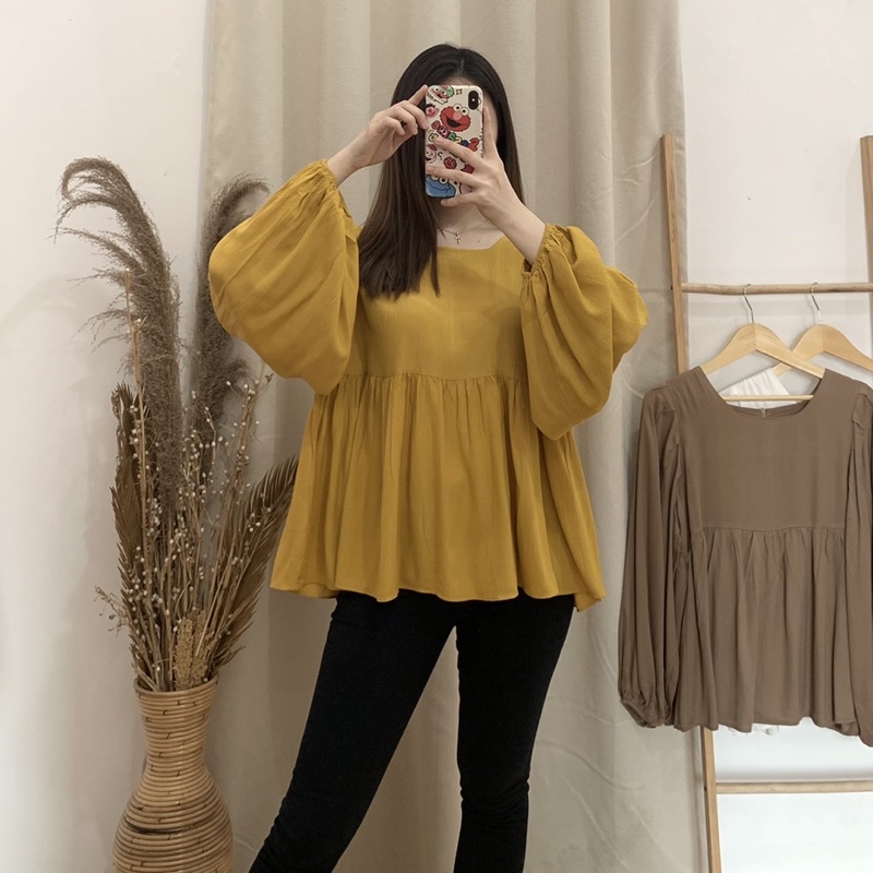 Amora Peplum Top - PLENARIO ID | Blouse wanita - Rayon crinkle - Atasan wanita - Pakaian Wanita - COD-3