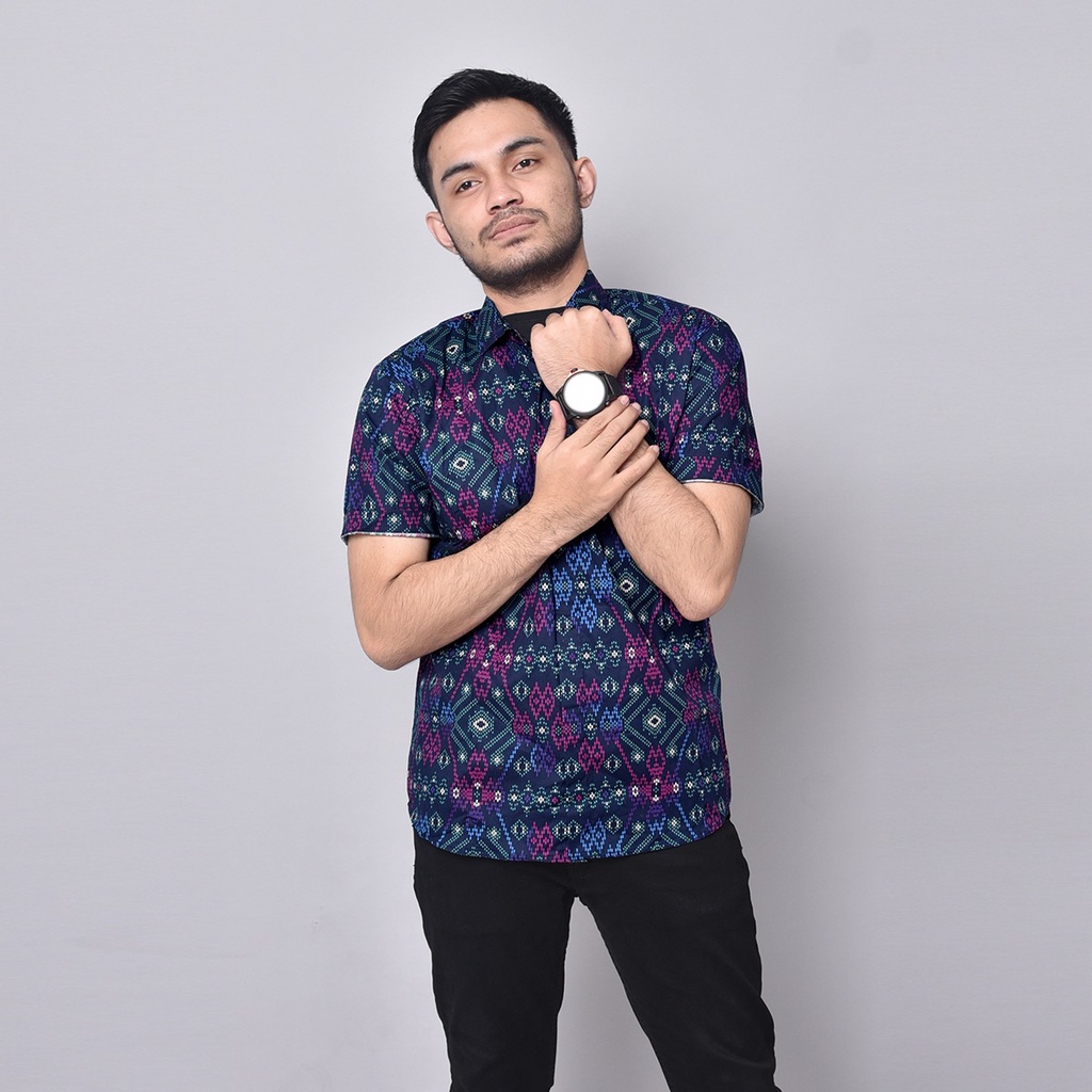 BIG SALE 4.4 New Arrival Distro Batik Pria Bordir Sogan Batikaf Notoarto Batik Ipnu-Ippnu Hem Pria-SALJU PNDK UNGU