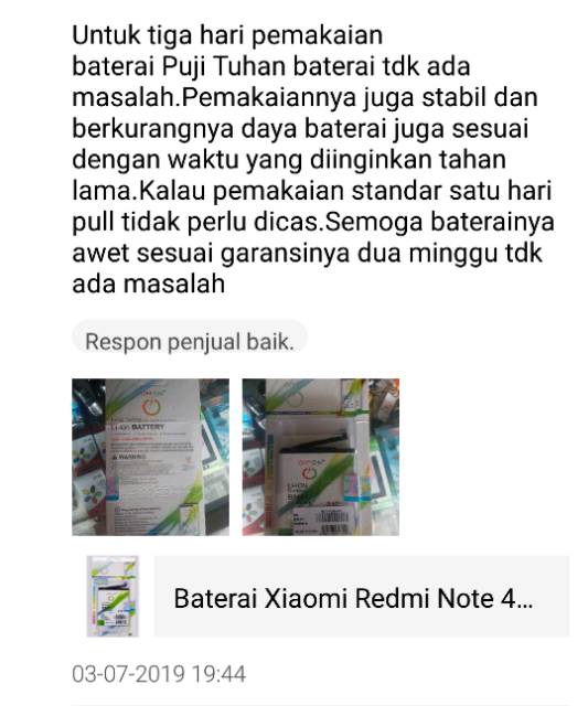 Baterai Redmi Note 4 / Note 4X Mediatek BN41 Double Power Batre Battery