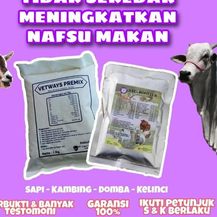 

LIZ Vetways Premix + Vitabooster Paket vitamin penggemuk sapi kambing domba☍☏ (Ready Stok)Buruan beli ☍