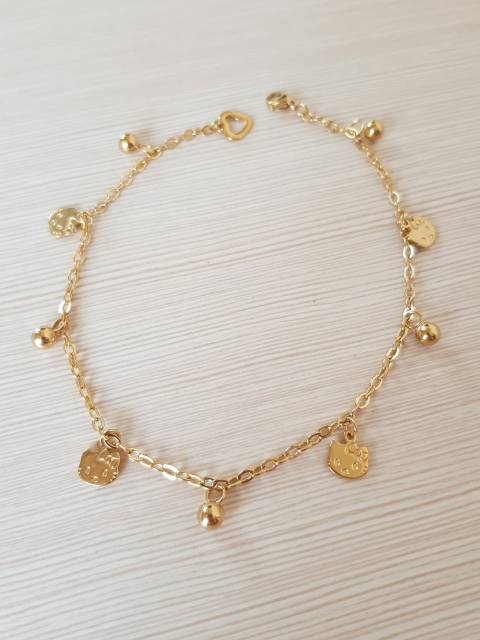 SET Gelang Tangan &amp; Kaki Titanium Gold Jurai Kitty &amp; Mickey