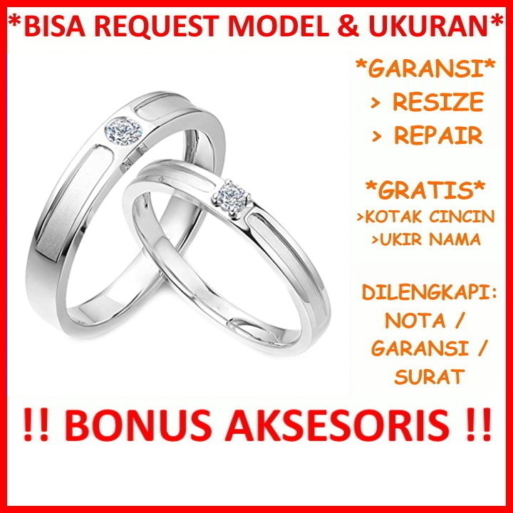 Gratis Ukir Nama Garansi Silver Asli Bisa Pesan Model Cincin Couple Perak Tunangan Mas Kawin Id580
