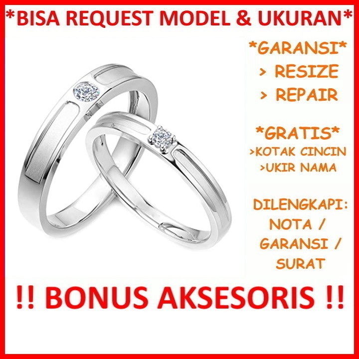 Gratis Ukir Nama Garansi Silver Asli Bisa Pesan Model Cincin Couple Perak Tunangan Mas Kawin Id580