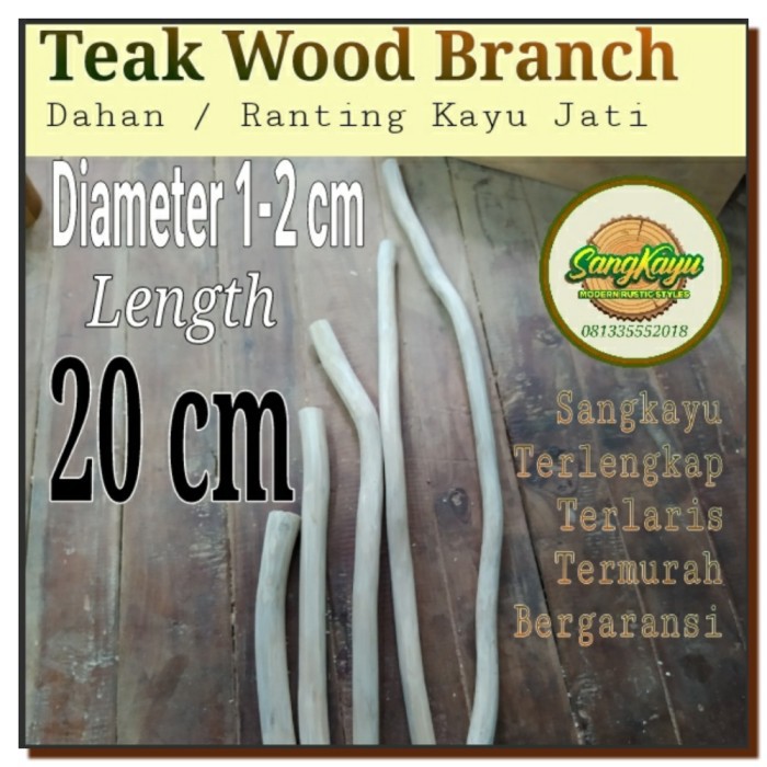 Teak wood branch 20 cm macrame dahan ranting kayu jati bahan kerajinan