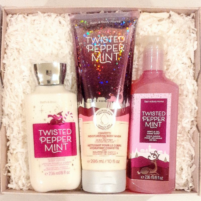 BBW TWISTED PEPPERMINT GIFT SET PAKET BATH &amp; BODY WORKS