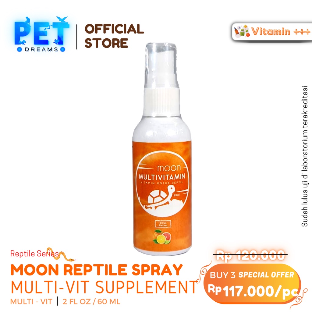 PROMO MOON MULTIVITAMIN SUPLEMEN REPTIL VITAMIN PENAMBAH NAFSU MAKAN REPTILE TORTO KURA SULCATA