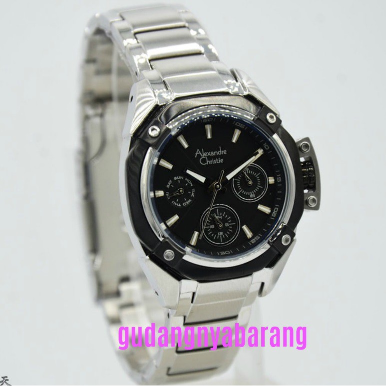 Jam Tangan Wanita Alexandre Christie AC 6225 Stainless Silver Chrono Original