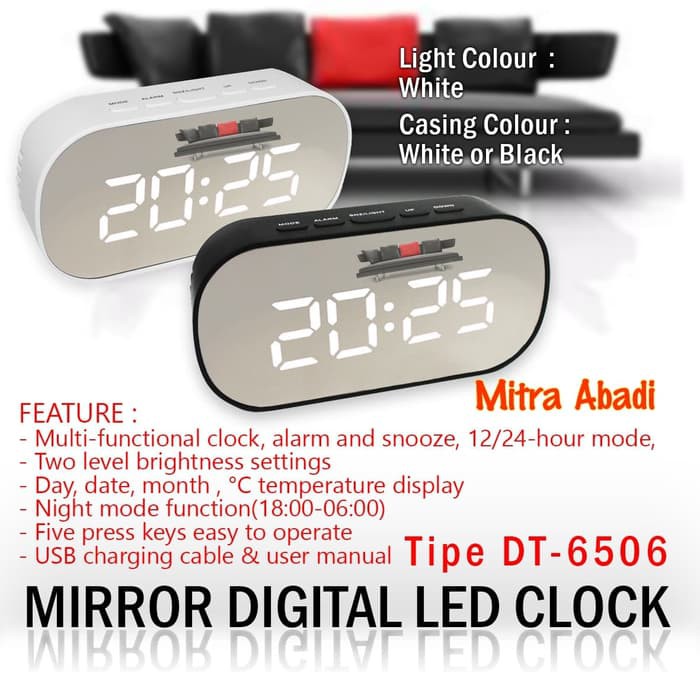 Jam Meja LED Digital / Modern LED Clock Style Tipe DT-6506 Minimalist