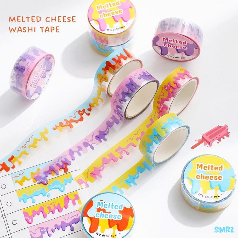 

Melted Cheese Mixed Washi Tape - Selotip Tema Keju / Solatip Aesthetic / Solatip Lucu