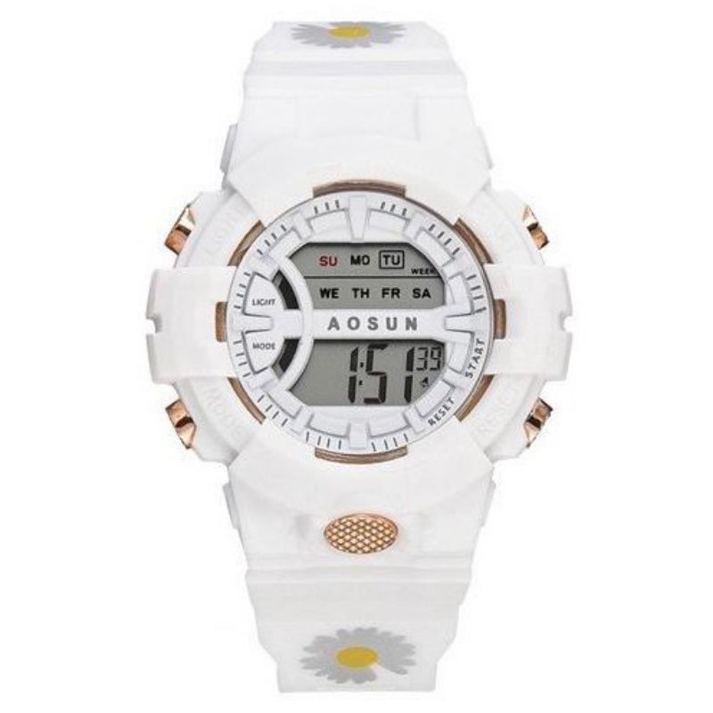 JAM TANGAN SPORT DIGITAL RUBBER PRIA WANITA MOTIF DAISY