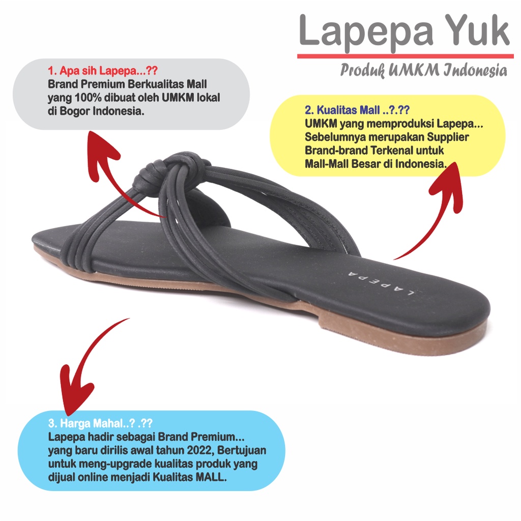 LAPEPA YUK - Sandal Wanita Teplek DIANDRA ALL COLOR Sendal Cewek Flat Kasual Model Silang Unik Size 36 37 38 39 40 Lucu Jalan Casual Santai Rumah Slop Warna Hitam Putih Sandals Pergi Selop Premium Original Kekinian Terbaru Shoes Mall Official Store