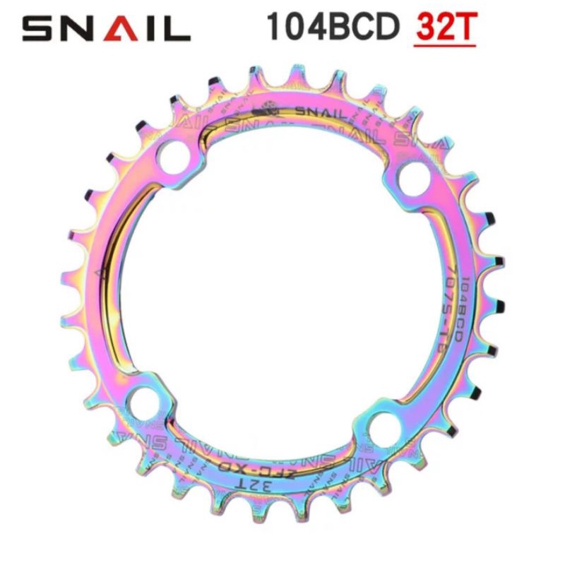 Snail Chainring 32T BCD 104 Narrow Wide Chain Ring Single Speed Rainbow