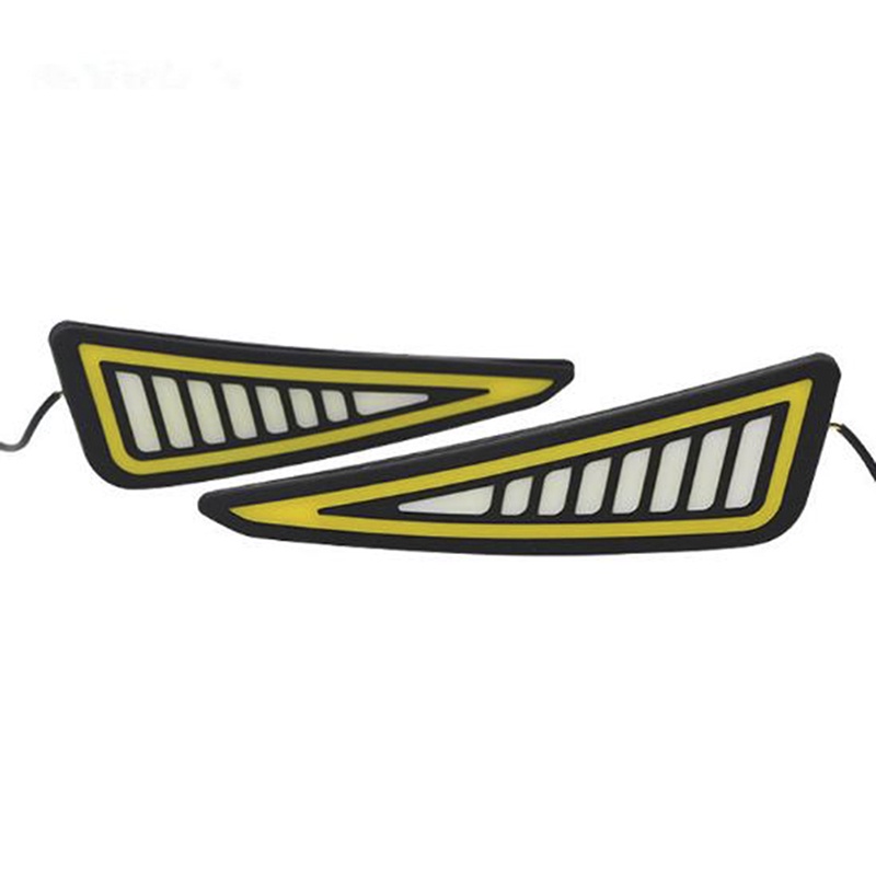 {LUCKID}Car LED Bumper Strip COB Daytime Running Light Yellow Turn Signal DayLight DRL