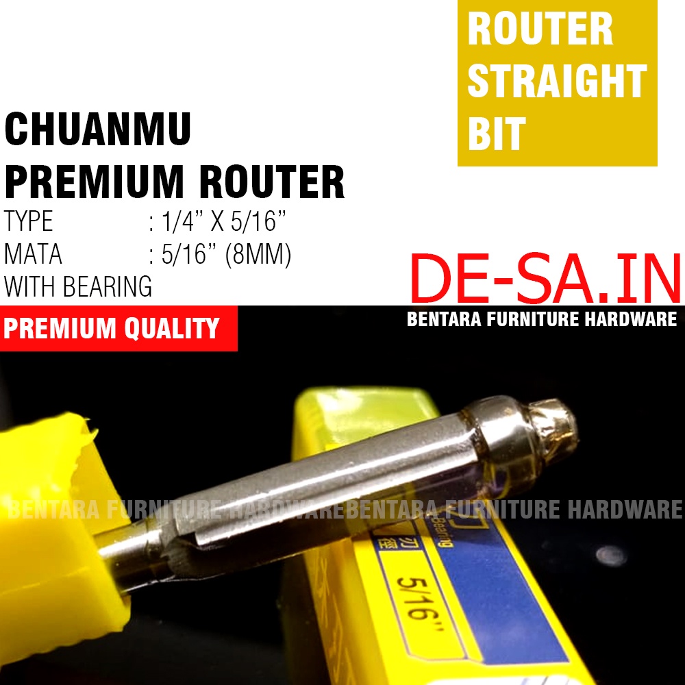 8MM CHUANMU ROUTER BIT (1/4&quot; x 5/16&quot;) CHUAN MU PREMIUM QUALITY Straight Bit Single Flute Mata Router 8 MM Chuan Mu