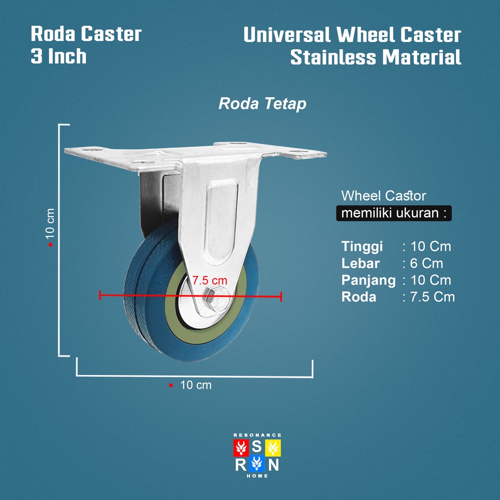 Roda Caster Universal 3 Inch / Universal Wheel Caster Resonance Home