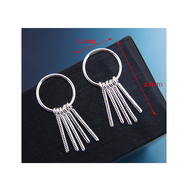 LRC Anting Tusuk Fashion Silver 925 Silver Needle Copper Tassel Earrings A59928