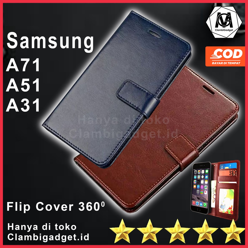 Case Casing Flip Cover Samsung A71 A51 A31 Flip Leather Dompet Flip Shell Kulit HP Wallet Galaxy COD