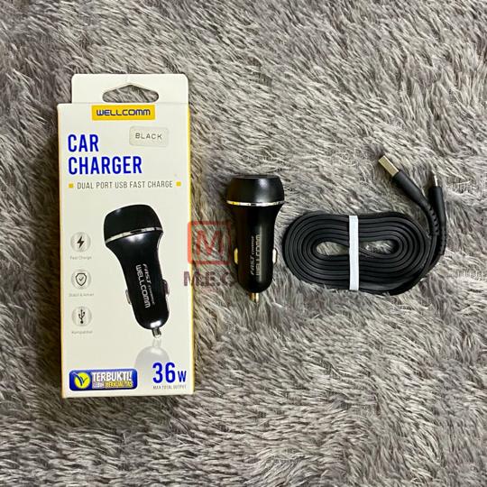 Car Charger / Charger Mobil Fast Charging 36w Dual Port Usb Wellcomm