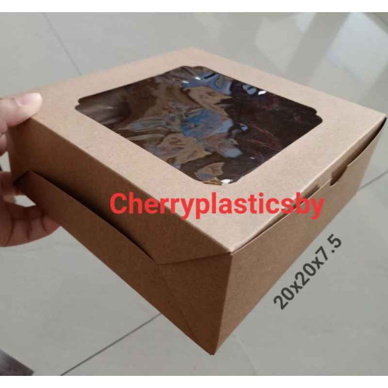 box craft alas 20x20 / 22x22 WINDOW dus kertas coklat LAMINASI box kraft