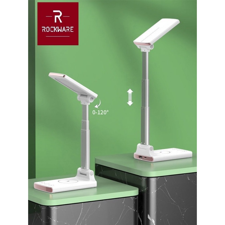 89 ROCKWARE RW-T11 - Lampu Meja Portabel dengan Wireless Charger 15W