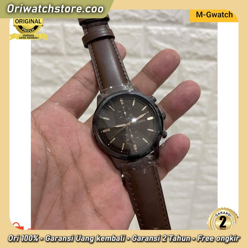 TERLARIS FS 5437 JAM TANGAN PRIA FOSSIL TOWNSMAN ORIGINAL CHRONOGRAPH STAINLESS STEEL BLACK SIZE