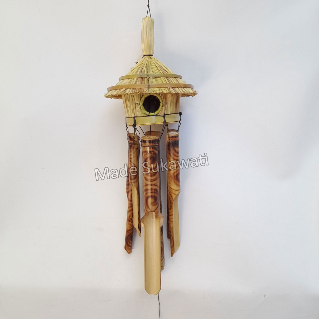 Lonceng bel wind chime bambu kerajinan tradisional windchimes bali variasi atap rumah burung