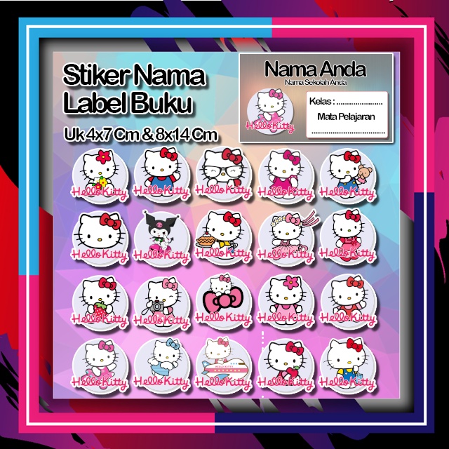 

Stiker hello kitty helo kity kiti animasi kucing lucu cute Karakter Lucu Custom Lebel Nama cromo murah 20 Varian berbeda Octane Pelajaran sekolah No 12