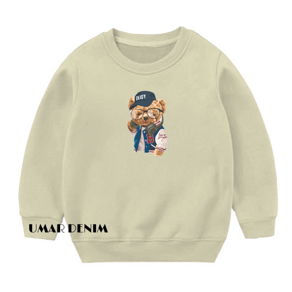 Sweater Crewneck Anak Terbaru Motif Enjoy Bearr Bahan Fleece