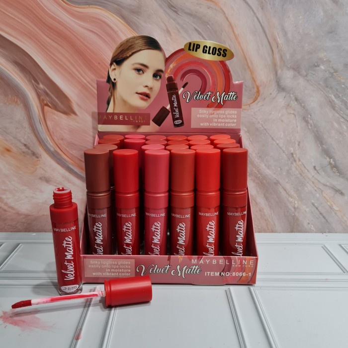 lipgloss lip gloss ice cream MAYBELLINE velvet 8066-1 isi 24 pcs murah
