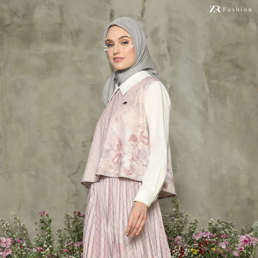 [Raya Series] Setelan Plisket Premium Motif Freesia By ZR Fashion-1