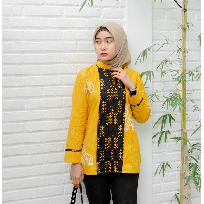 Baju Batik Wanita Modern Atasan Blouse Batik Kerja Kantor Wanita Amarilis