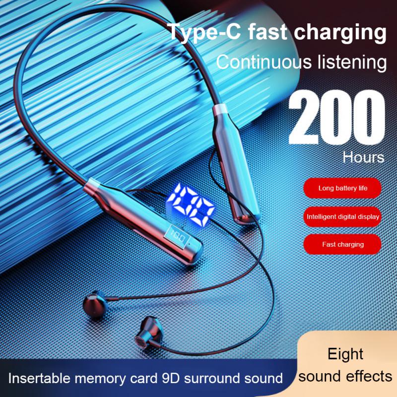 （COD）BT-100 Neckband Sport Bluetooth Earphone Headset Full HD Audio 200H Headphone Garansi Resmi Endurance Headphones Stereo Bass Wireless Earphones Power LED Display