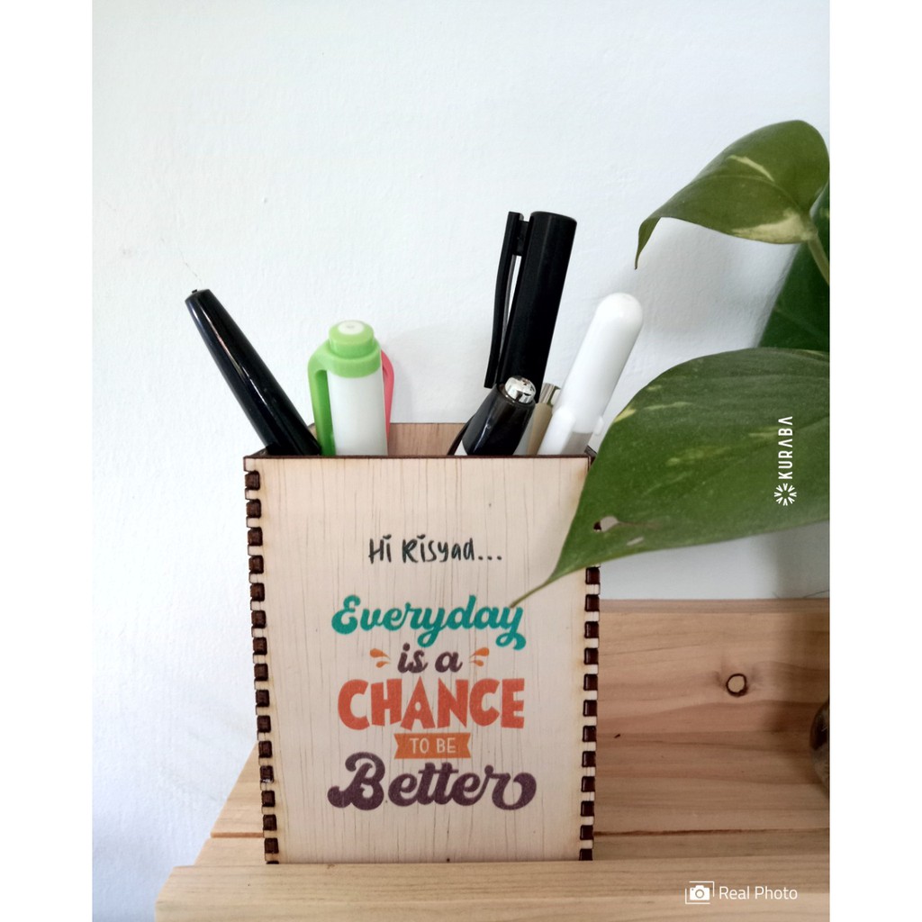 

Tempat Pensil Kayu / Stationary Box / Kotak Alat Tulis Kantor Aestetik