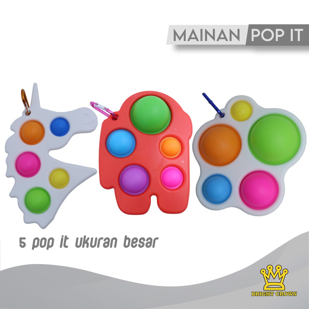 Bright Crown Mainan Fidget Push Pop It Bubble Stress Relief Kids Pop It Mainan Kekinian-2