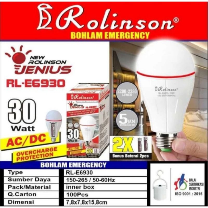 BOHLAM EMERGENCY ROLINSON/LAMPU EMERGENCY MENYALA SAAT MATI LAMPU