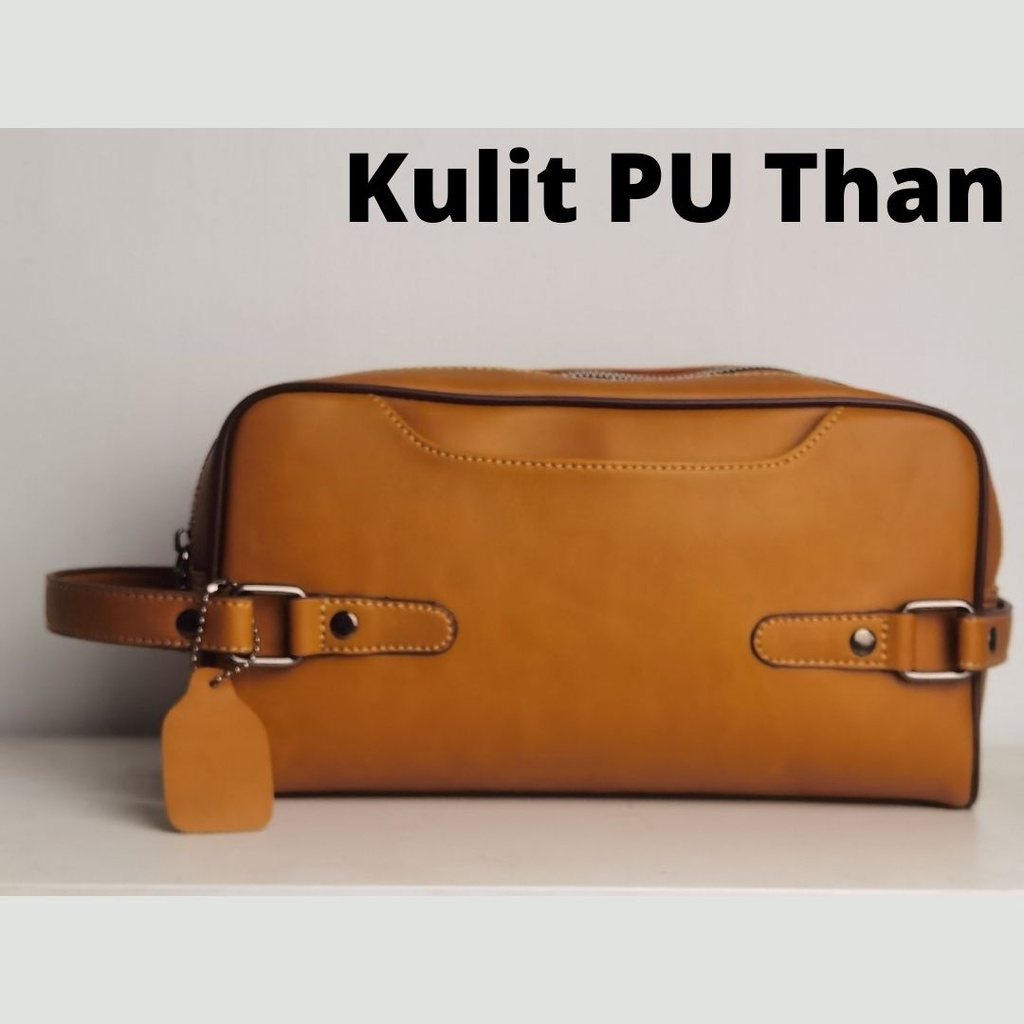 Clutch - Handbag Pria Kulit Sapi Asli Kasual Brown