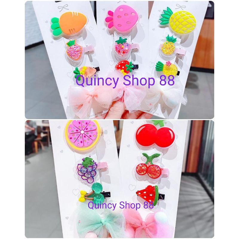 4 Pcs Jepit Anak Korea Set Fruit Series 2 Cherry, Lemonade, Carrot, Strawberry