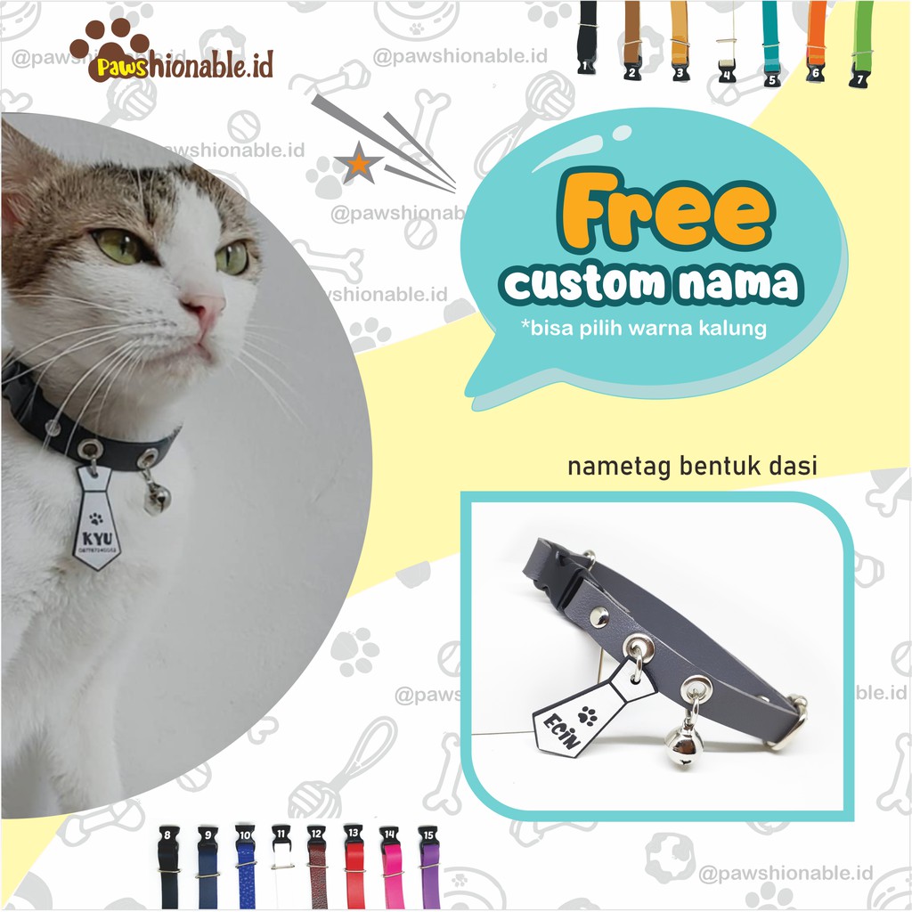 K29 - Kalung Nama Anjing Kucing Custom Bentuk Dasi Murah