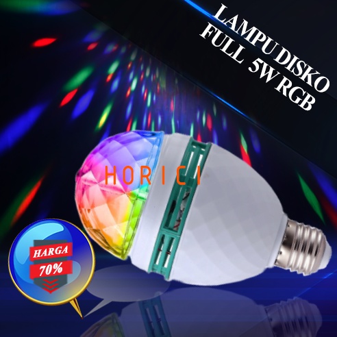 RGB 5W 5LED LAMPU DISCO LED FITTING E27 TUMBLR MINI OTOMATIS DISCO WARNA WARNI / LAMPU SUNSET / LOAMPU BOHLAM WARNA WARNI