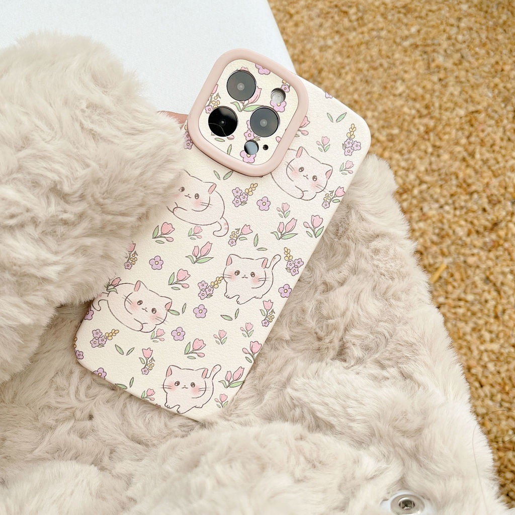 Dicetak Pola Kucing Mini Casing Ponsel IPhone 12 13 11 Pro Max X Xs Max Xr 7 8 Plus Casing Silikon Pzxm