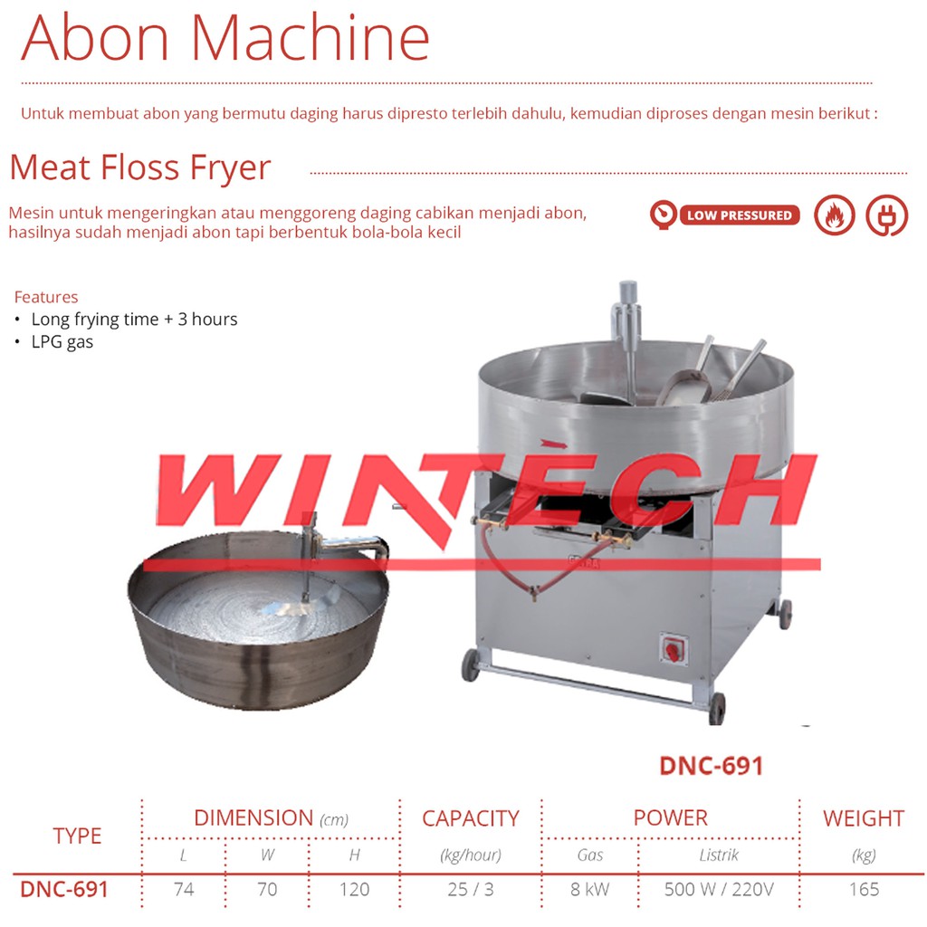 GETRA DNC-691 MEAT FLOSS FRYER - MESIN Abon MENGERINGKAN / MENGGORANG DAGING CABIKAN MENJADI ABON